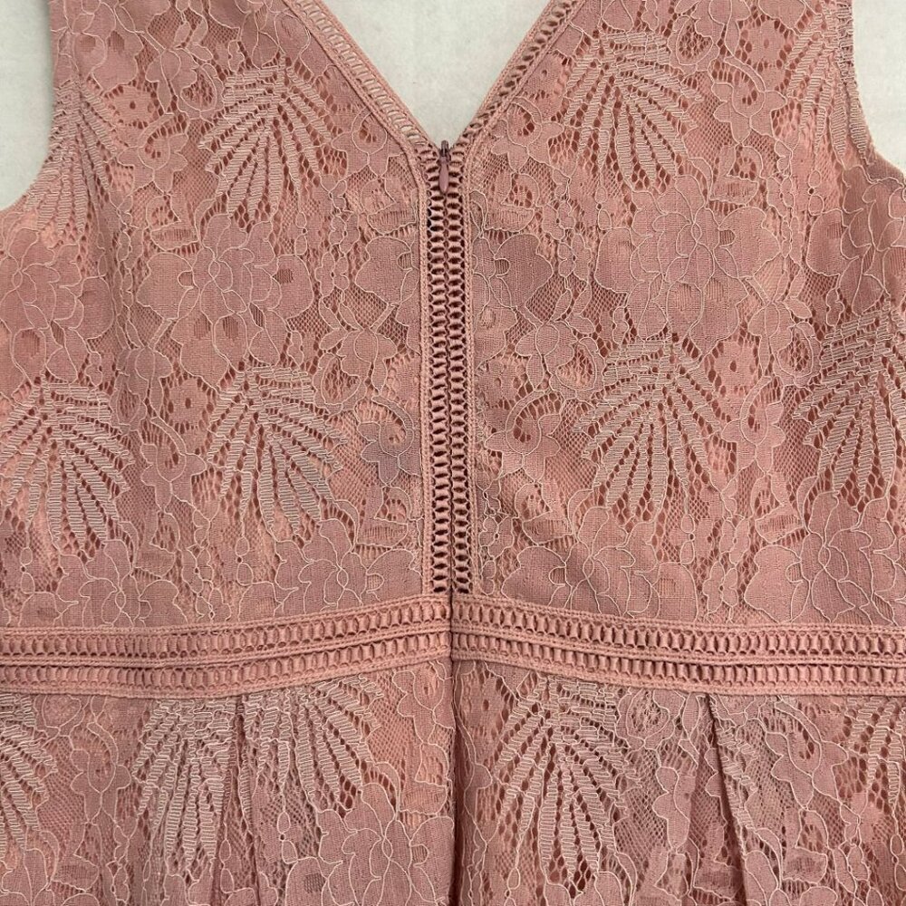 NWT VEIISAR Rose-colored Elegant V-neck A-Line Cocktail Dress Lace Overlay Large - Picture 5 of 13